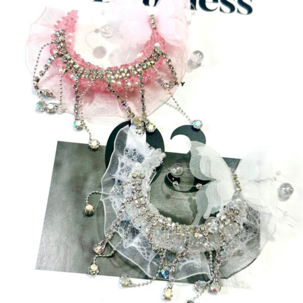 oly-badcb1f32228fc91919fecb7ef5dca00 Wholesale Bling Korean Butterfly Lace Tassel Moon Boat Car Hanging Accessory Pink Beads Boutique Resale