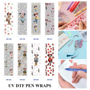 Wholesale 2/8/16pcs UV DTF Stickers Fashion Bow Girl Cartoon Mascot Flamingo Daisy Autumn Leaf Patterns Pen and Bookmark Stickers OLY Exclusive