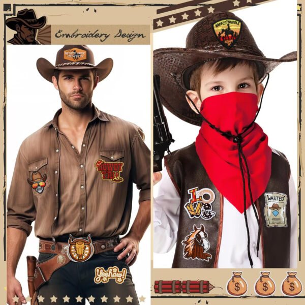 oly-bb6291936ce3d30ea0207566dd107d26 Wholesale Western Cowboy Embroidered Patches - 52 Pieces Horse & Pistol Design - Polyester Thread Decorative Accents for Clothing