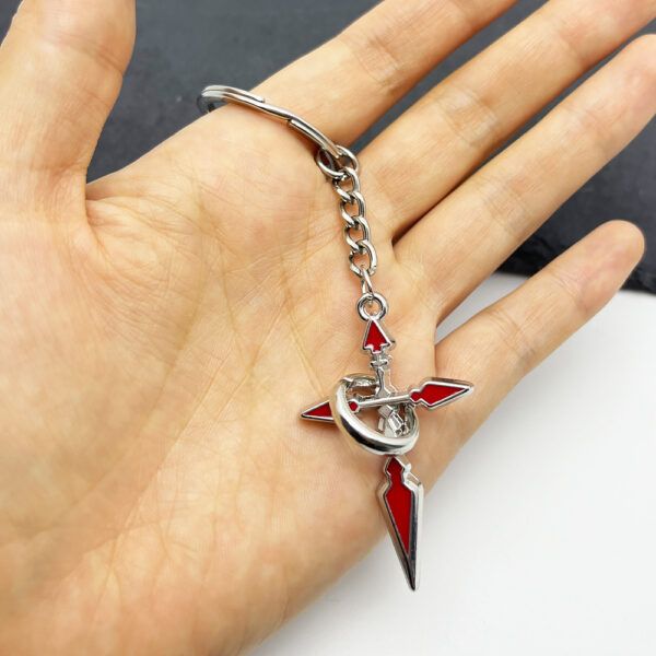 Wholesale Red Distressed Cross Pendant Keychain, Punk Style, Zinc Alloy Car Key Accessory