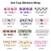 Wholesale 8pcs Mixed Floral Animal Cartoon Ribbon Print 3oz Cup Stickers Wrap OLY Exclusive
