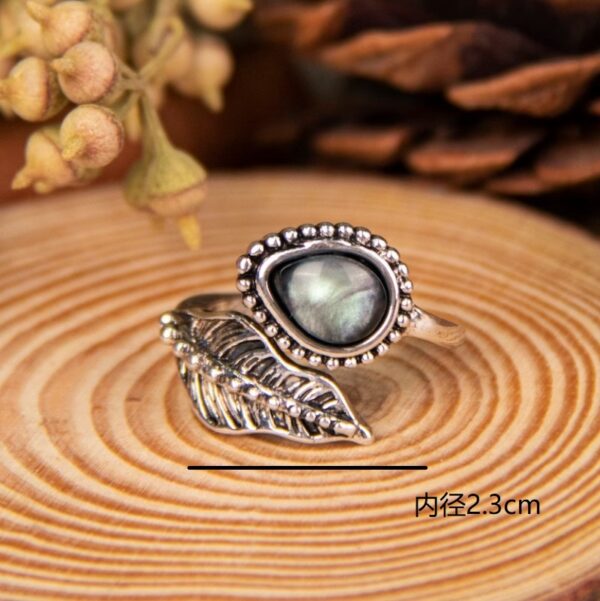 Wholesale Vintage Leaf Ring Adjustable Silver Alloy Ring Fashion Accessory Boutique Resale