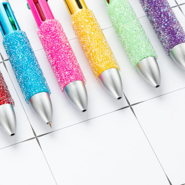 Wholesale Creative DIY Sugar Bead Multi-Color Retractable Ballpoint Pen for Student Journaling Resale Gift