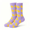 oly-bbc7b8f0884e43ed6172a254d9d25c1f Wholesale Fashion Breathable Cotton Mid Calf Socks Yellow Duck Pattern Unisex Gift