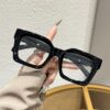 Wholesale Vintage White Leopard Print Square Rivet Glasses Frame Anti-Blue Light Fashion Eyewear for Men Women