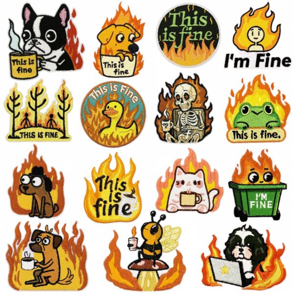 Wholesale Cartoon Flame Dog Embroidered Iron On Patch Polyester Decorative Accent for Clothing Resale
