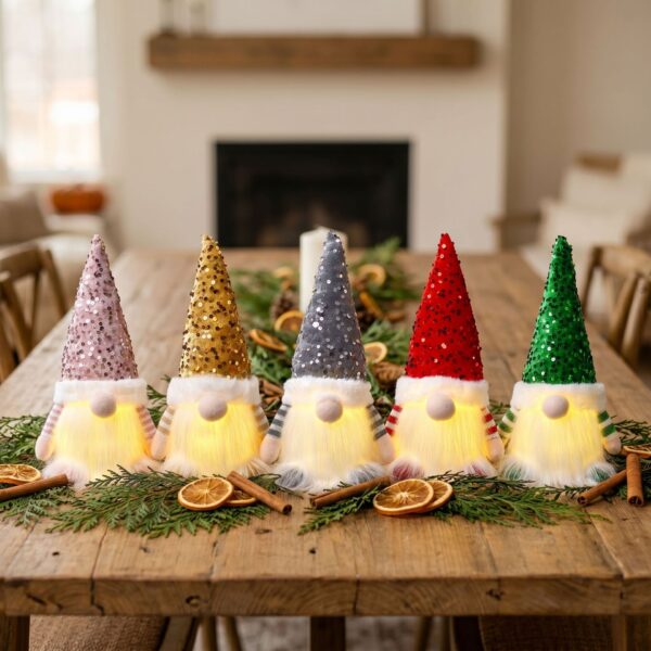 Wholesale Christmas Gnome Rudolph Light- Ornament with Sequin Hat Holiday Gift Decoration OLY Exclusive