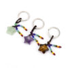 Wholesale Natural Amethyst Crystal Star Keychain Pendant Colorful Gemstone Bag Charm Decorative Accessory