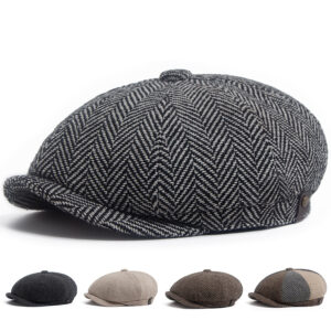 Wholesale Herringbone Newsboy Hat Trendy Vintage Painter Cap for Men and Women Adjustable White Boutique Accessory for Gift or Resale