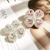 oly-bc1189d46176285b99078635ca98b9b2 Wholesale Alloy Electroplated Four Leaf Clover Charm with Rhinestone Double Sided for DIY Phone Chain Keychain Bag Charm