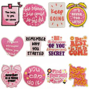 Wholesale Decorative Pink Inspirational English Embroidered Patch for Clothing Accessory
