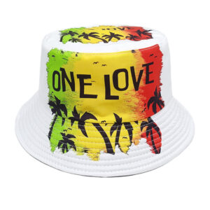 Wholesale White ONE LOVE Coconut Tree Print Fisherman Hat Sunscreen Casual