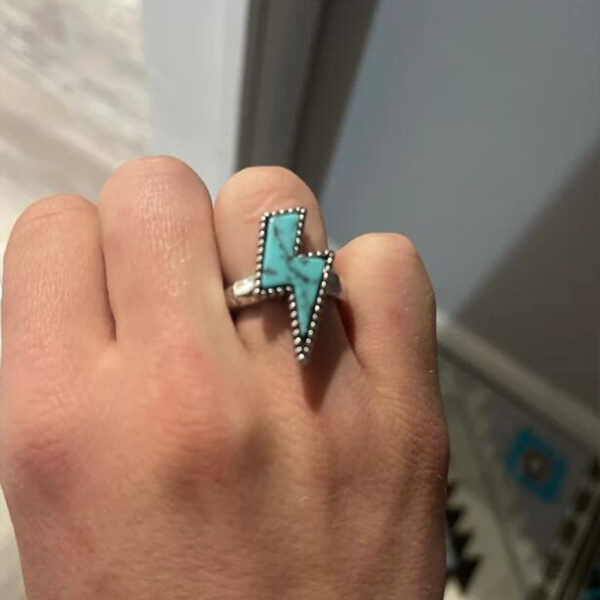 Wholesale Vintage Lightning Punk Ring Turquoise Bohemian Jewelry Accessory