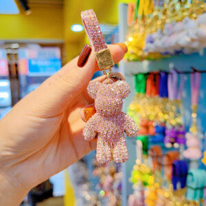 Pink bear-gold buckle (short rope)