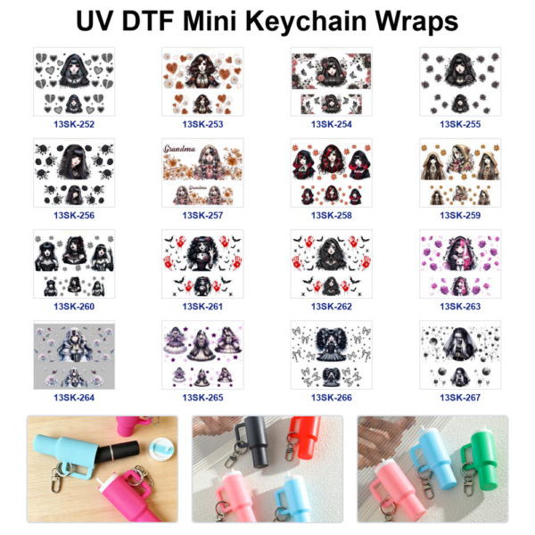 Wholesale 8pcs Gothic Girl Black Rose Mini Cup Keychain Sticker