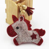 Wholesale Rhinestone Zinc Alloy Cartoon Unicorn Keychain Yellow Tassel Gift Boutique Resale