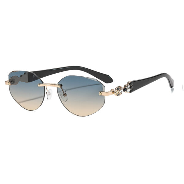 oly-bcb6f70798ff82b71c82c7f00d65ac67 Wholesale Rimless Polygon Sunglasses for Women UV400 Black Gray Trendy Street Style Sunglasses for Resale