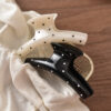 oly-bcbddd26d5ca5a1fd19bf18b93aff6b9 Wholesale Large Black and White Polka Dot Hair Clip for Women Thick Hair Fashion Accessory