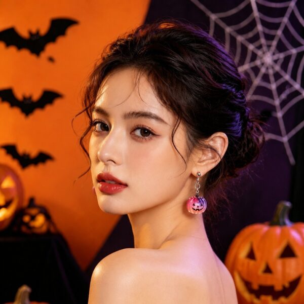 oly-bd519388e747b07f5e38945ce2241ed3 Wholesale Acrylic Halloween Pumpkin Earrings Trendy Cartoon Design for Party Wear