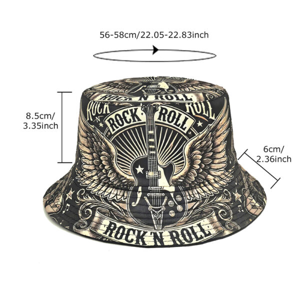 Wholesale Unisex Guitar Print Bucket Hat for Music Festival Outdoor Sun Hat Trendy
