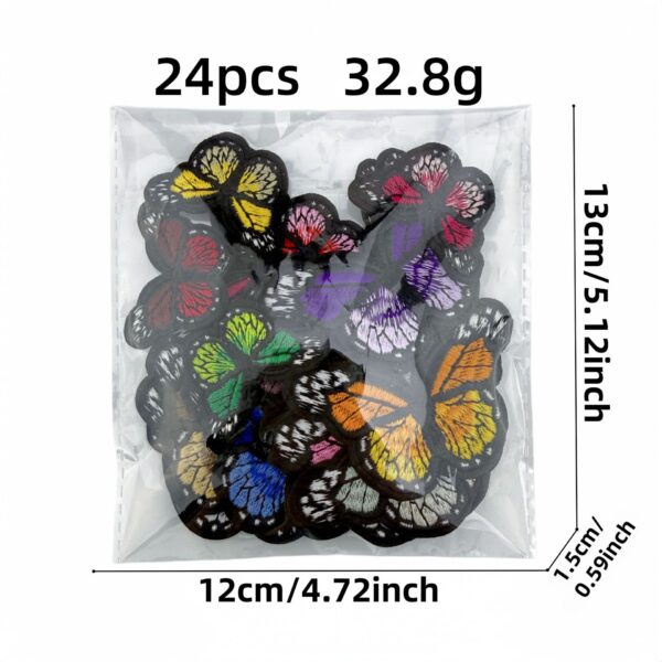 Wholesale 24 Pack Colorful Butterfly Iron On Patches Embroidered Decorative Appliques for Craft and Resale