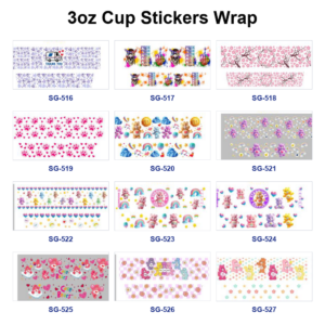 Wholesale 8pcs Cute Pastel Teddy Bear 3oz Cup Stickers Wrap OLY Exclusive