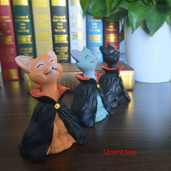 Wholesale Resin Halloween Meditating Cat in Black Robe Statue Home Decor Gift