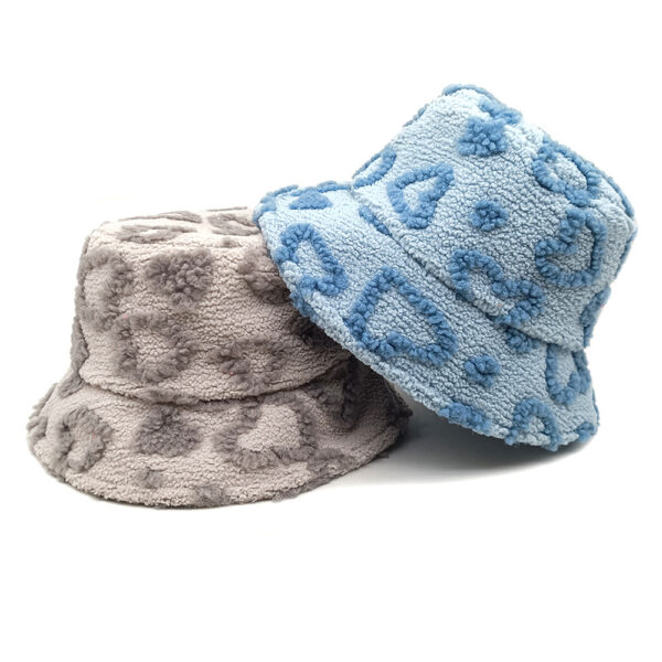 Wholesale Heart Plush Bucket Hat Light Purple Fashion Sun Protection for Women