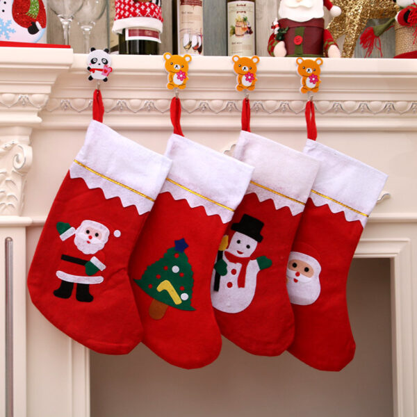 Wholesale Large Christmas Stocking Applique Non Woven Fabric White Edge Random Pattern Gift Home Decor