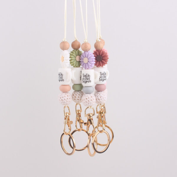 Wholesale Silicone Beaded Lanyard Keychain  Chic ID Badge or Cup Charm for Everyday Accessory