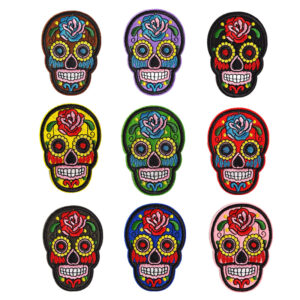 10# skull cloth stickers (9) pack