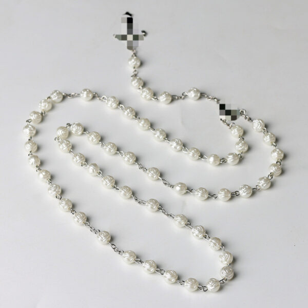oly-be6a1c8d7cfc480cbb61995d5fbee877 Wholesale Handmade Pearl Rosary Necklace with Cross Pendant White Fashion Accessory Boutique Resale