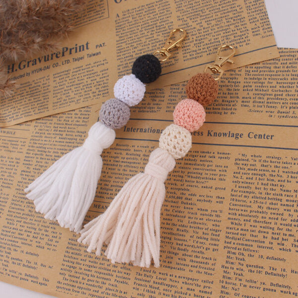 Wholesale Handmade Bohemian Crochet Tassel Keychain Fashion Accessory Gift for Birthday