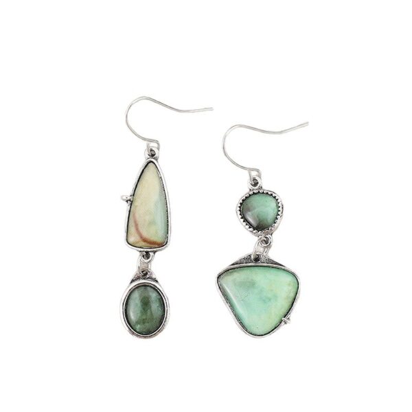 oly-be73d22dd1176537cfb685289568c94e Wholesale Bohemian Palace Style Geometric Green Synthetic Gemstone Earrings for Party Wear Fashion Accessory
