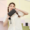Wholesale PU Leather Studded Wallet with Furry Ball Charm for Women Everyday Use