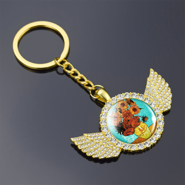 Wholesale Starry Night European Style Rhinestone Keychain Zinc Alloy Bag Charm Pendant