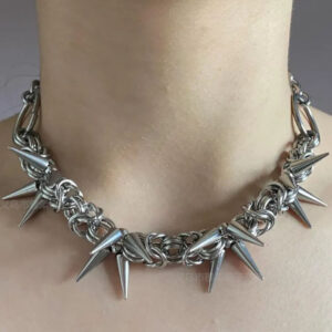 oly-beba02317ac76c48d1bd42799c988d74 Wholesale Silver Alloy Punk Cross Chain Necklace with Gothic Studs Trendy Jewelry Accessory for Unisex Everyday Wear