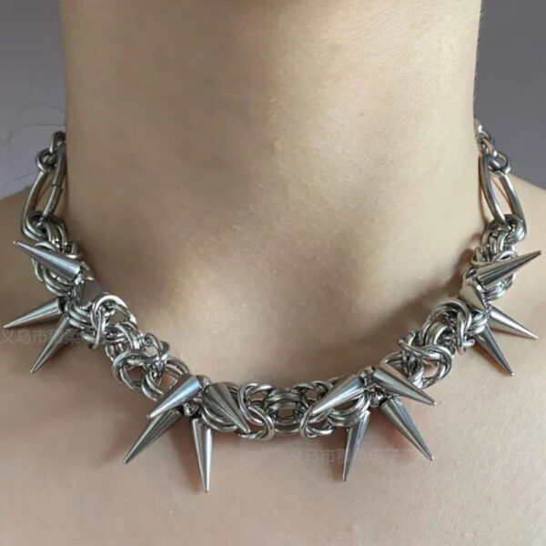 Wholesale Silver Alloy Punk Cross Chain Necklace with Gothic Studs Trendy Jewelry Accessory for Unisex Everyday Wear