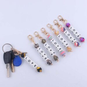 Wholesale Silicone Korean Style DIY Bead Bracelet Keychain Pink  Fashion Accessory for Resale