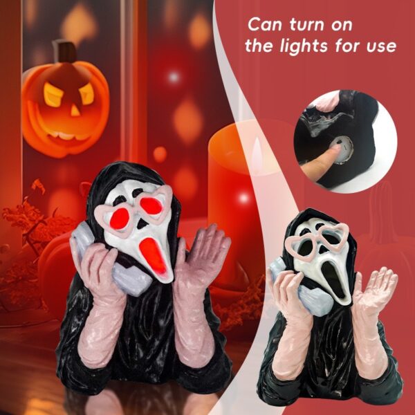 oly-bec592edd122e57bd2f80c3b4d59a09b Wholesale Resin Scary Ghost Face Figurine Pink Black Halloween Decoration for Party Gift