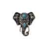 oly-bec7c36281de3e84911692520c85fc1d Wholesale Vintage Silver Elephant Hollow Ring with Turquoise Inlay, Ethnic Style Women's Jewelry Accessory for Boutique Resale