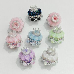 oly-becef4f081c1e176465fe6559b1e926e Wholesale Light Blue Acrylic Crown Beaded Phone Chain Charm for DIY Jewelry Accessory