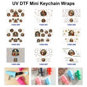 Wholesale 2/4/8pcs Vintage Retro Character Star Landscape Print Mini Cup Keychain Sticker