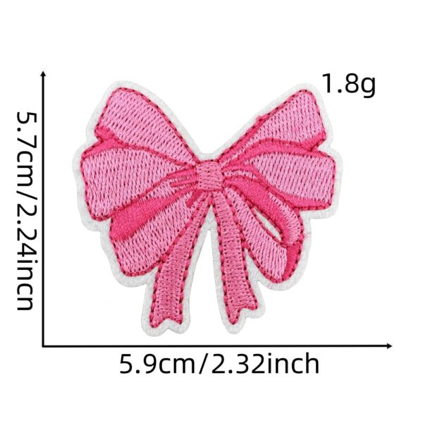 Wholesale Pink Bow Embroidery Cloth Patch, Hot Melt Adhesive Iron-On Patch, Fashion Hair Accessory, Boutique Resale Craft Supply