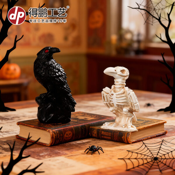 Wholesale Halloween Skull Crow Resin Statue Decorative Accent for Home Resale Gift