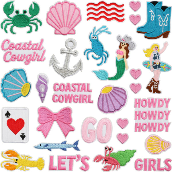 Wholesale Mermaid Wave Embroidered Patch with Anchor Design for Clothing Bag Decoration Fashion Accessory