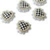 Wholesale Resin White Heart Checkerboard Beads Phone Charm DIY Craft Supply