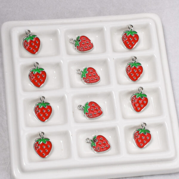 oly-bf0d68c26a490a8c78912b7ac9c36811 Wholesale Strawberry Enamel Pendant Charm Jewelry Accessory for DIY Bracelet Making Gift