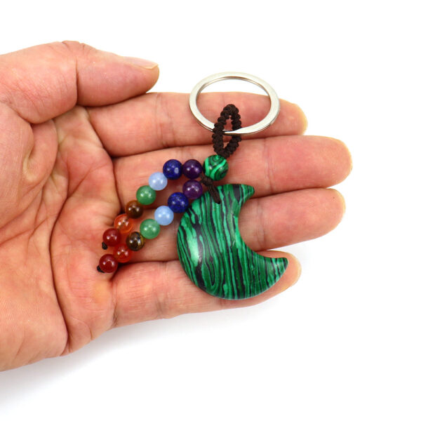 oly-bf257fa532e49003aab38f118c7a6114 Wholesale Handwoven Natural Crystal Moon Keychain Pendant - Decorative Bag Charm for Purse or Car Key Accessory