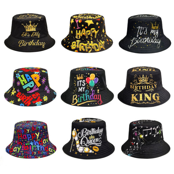 Wholesale Party Printed Bucket Hat with English Letters Sun Protection Casual Beach Hat